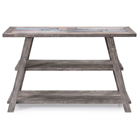 Rustic Sofa Table with Ceramic Tile Top